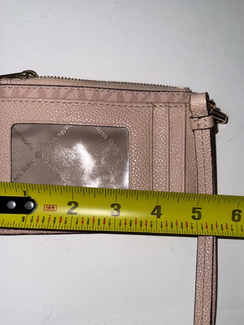 Michael Kors Blush Logo Wristlet Card Holder with Gold Hardware